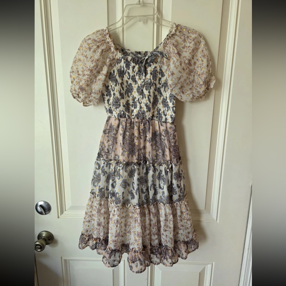 Rare Editions Multicolor Puff Sleeve Dress